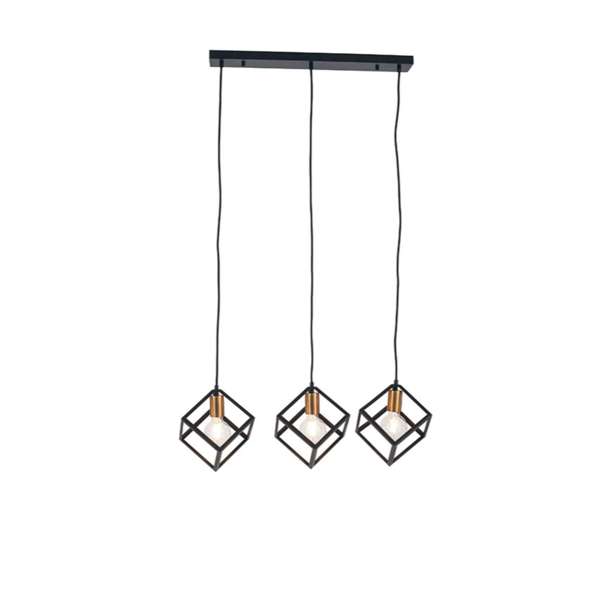Alessio Cube 3 Light Black and Gold Pendant Ceiling Light - Image 4