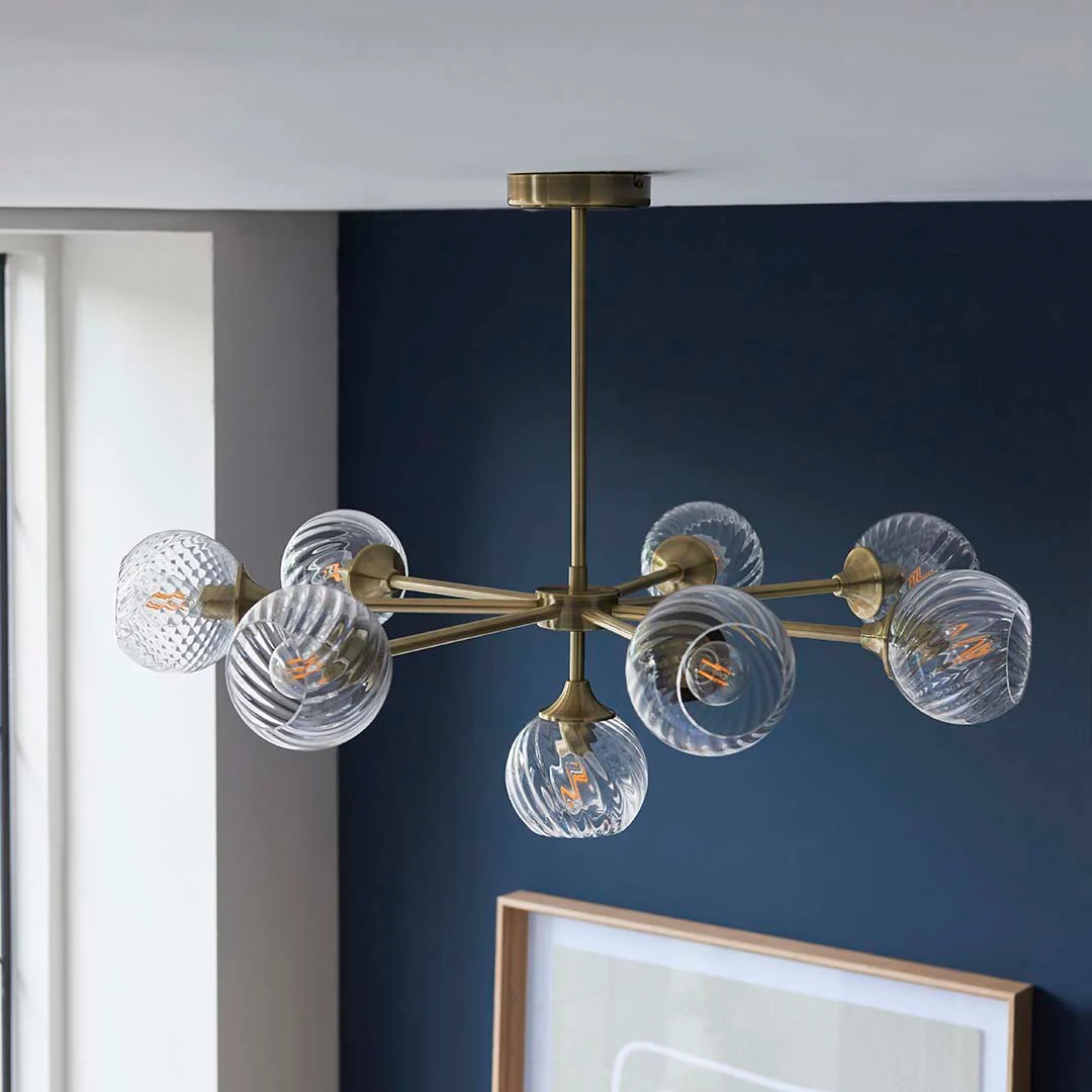 Allegra 8 Light Antique Brass Pendant Ceiling Light - Image 3