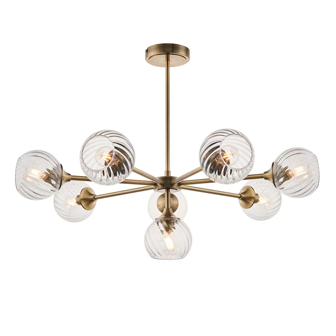 Allegra 8 Light Antique Brass Pendant Ceiling Light - Image 8
