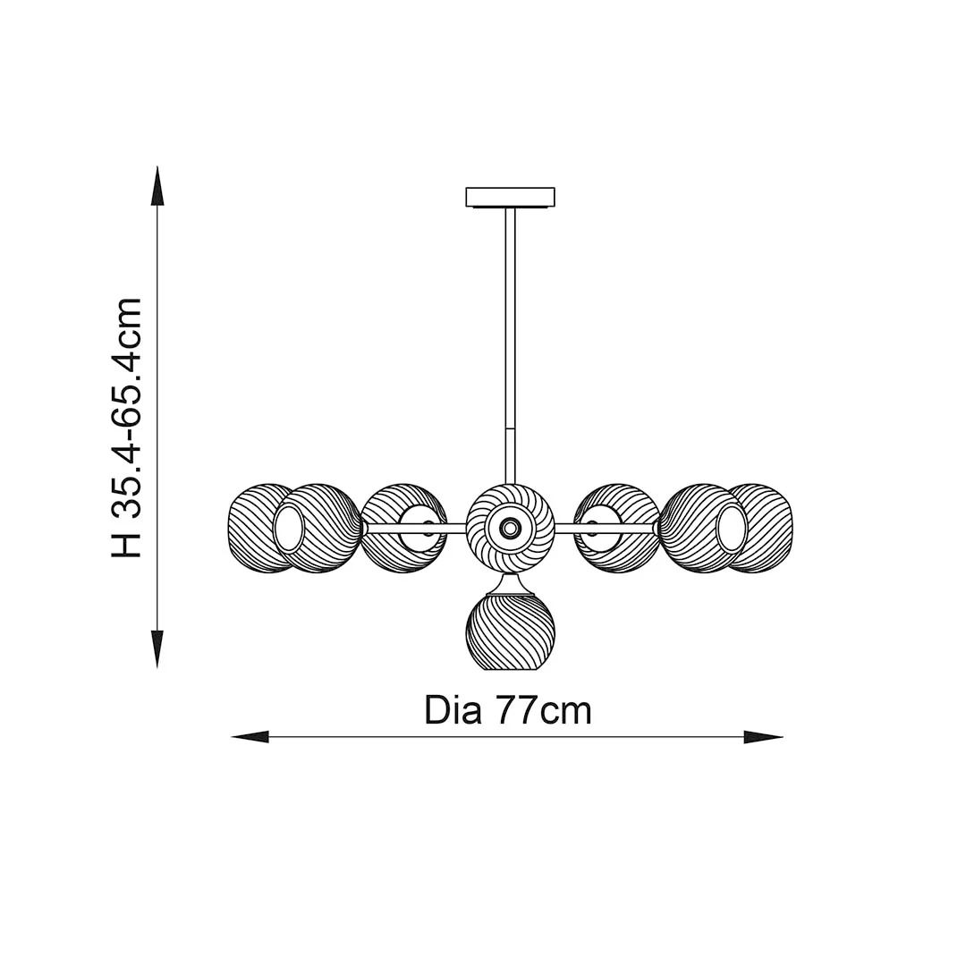 Allegra 8 Light Antique Brass Pendant Ceiling Light - Image 9