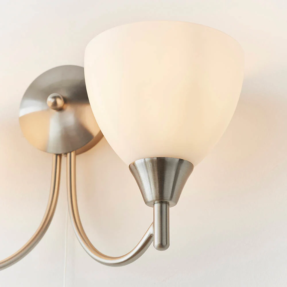 Alton 2 Light Satin Chrome Wall Light - Image 5