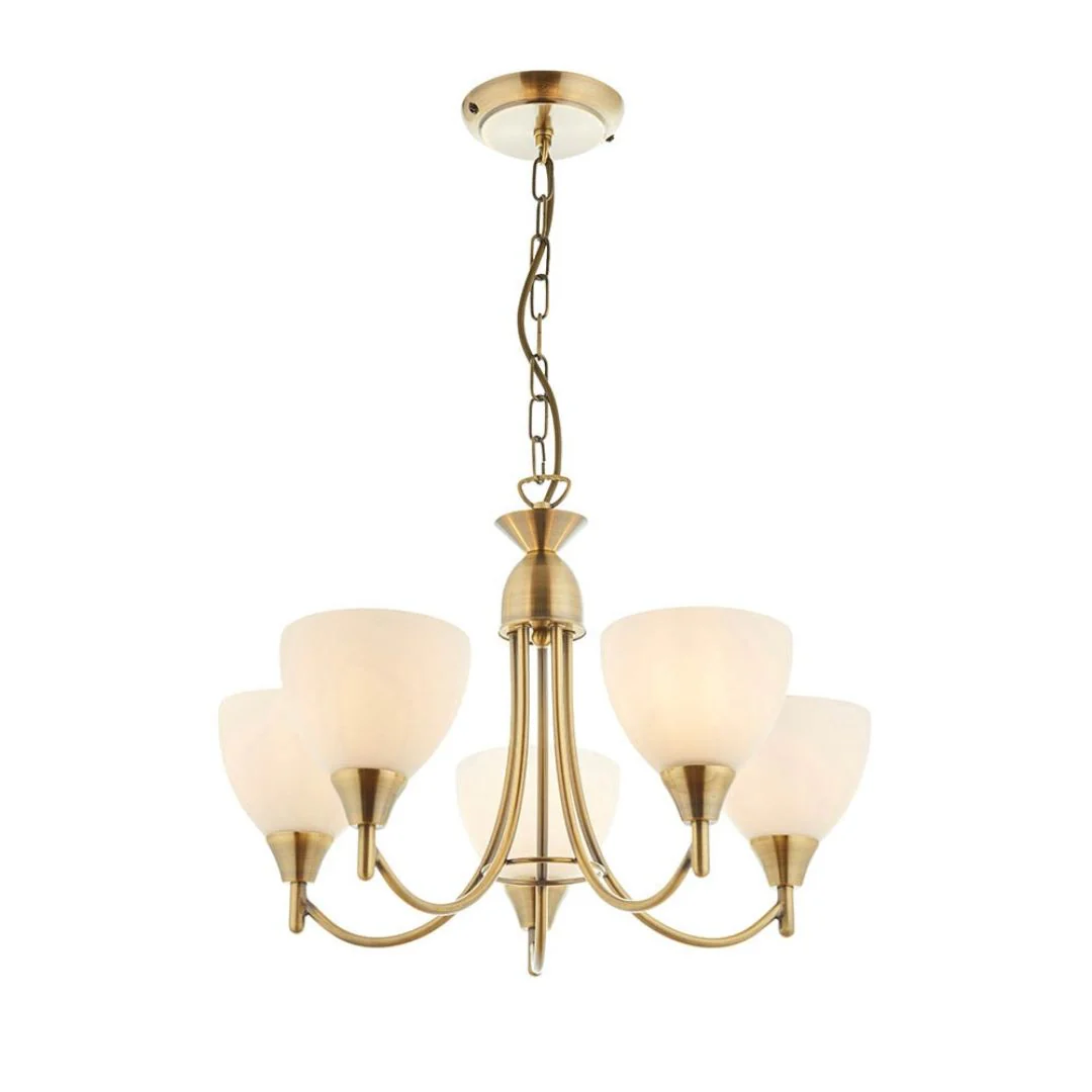 Alton 5 Light Antique Brass Pendant Ceiling Light - Image 7
