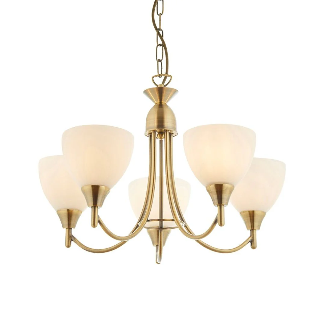 Alton 5 Light Antique Brass Pendant Ceiling Light - Image 8