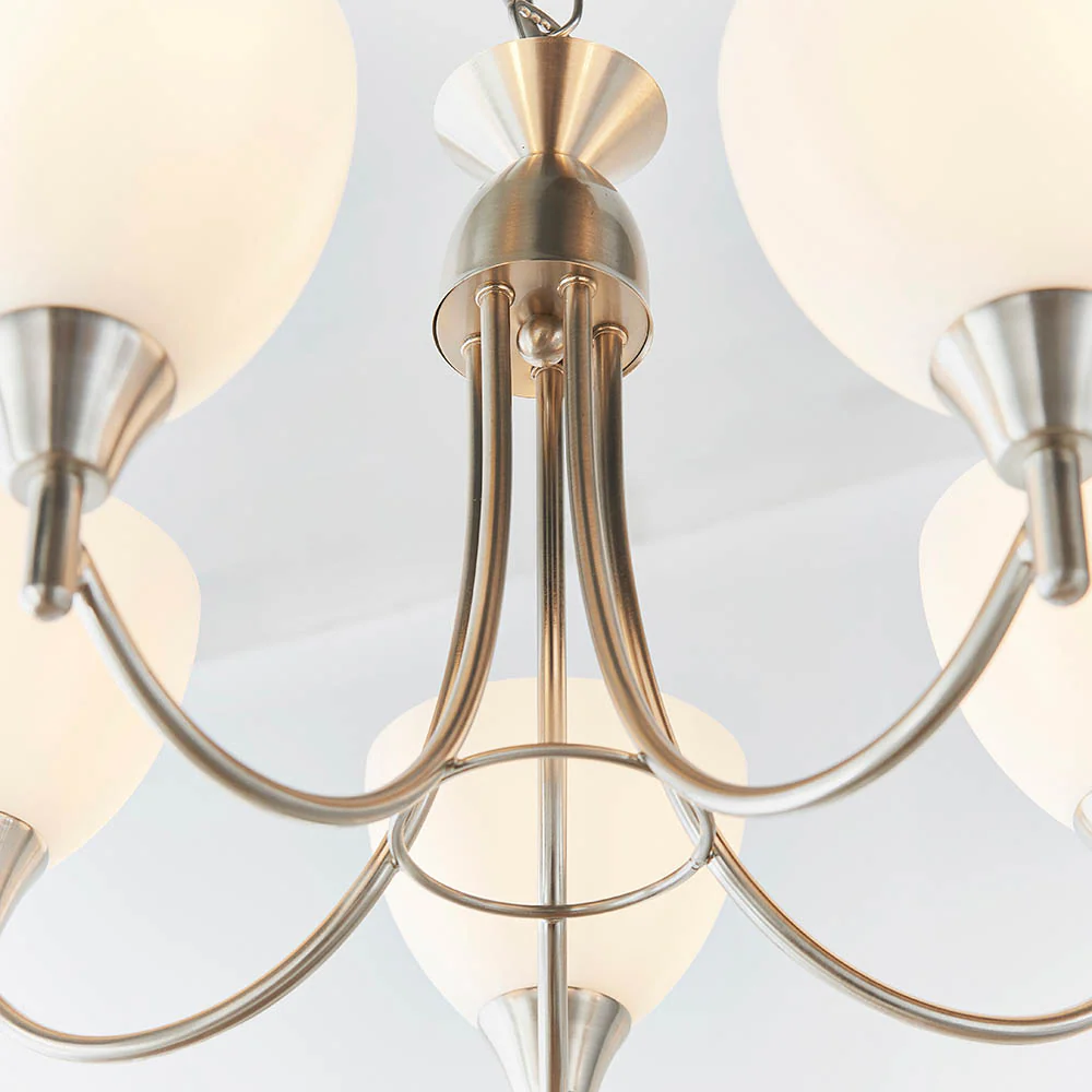 Alton 5 Light Pendant Ceiling Light Satin Chrome - Image 3
