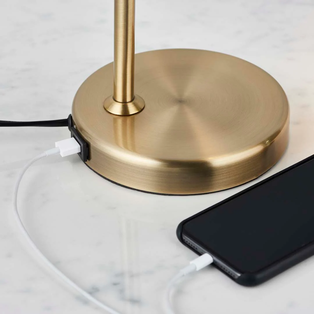 Amalfi 47cm USB Antique Brass Desk Table Lamp - Image 6
