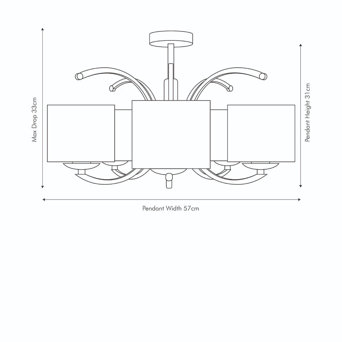 Arcadia 5 Light Ceiling Light Polished Chrome - Image 6