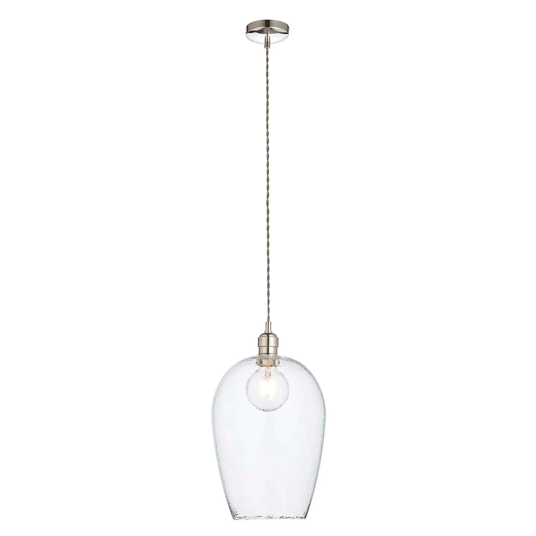 Bindki Hammered Polished Nickel Large Pendant Ceiling Light - Image 11