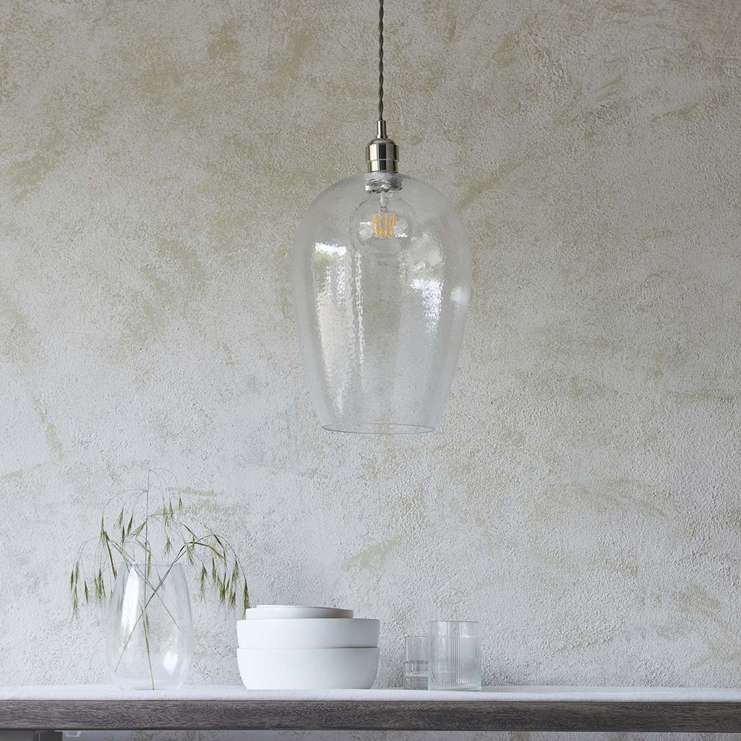 Bindki Hammered Polished Nickel Large Pendant Ceiling Light - Image 3