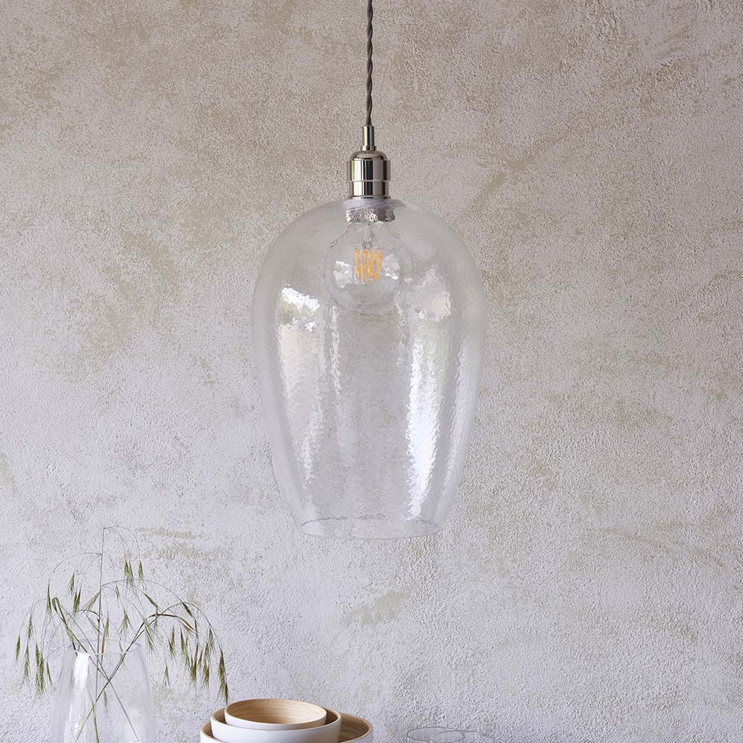 Bindki Hammered Polished Nickel Large Pendant Ceiling Light - Image 5