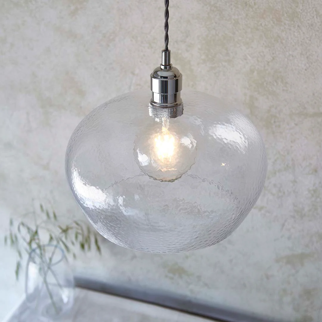 Bindki Hammered Polished Nickel Medium Pendant Ceiling Light - Image 4