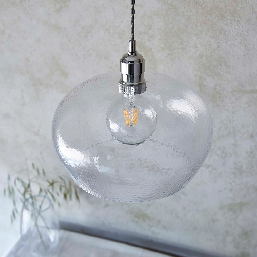 Bindki Hammered Polished Nickel Medium Pendant Ceiling Light - Image 5