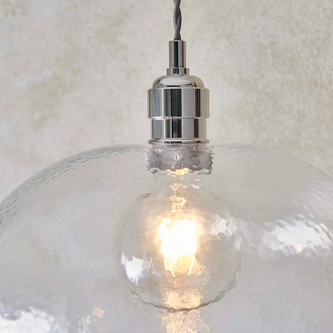 Bindki Hammered Polished Nickel Medium Pendant Ceiling Light - Image 7