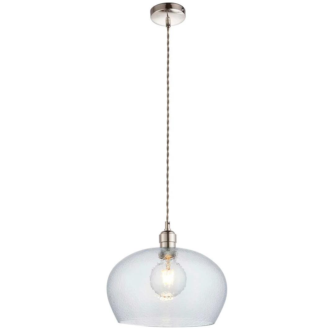 Bindki Hammered Polished Nickel Medium Pendant Ceiling Light - Image 8