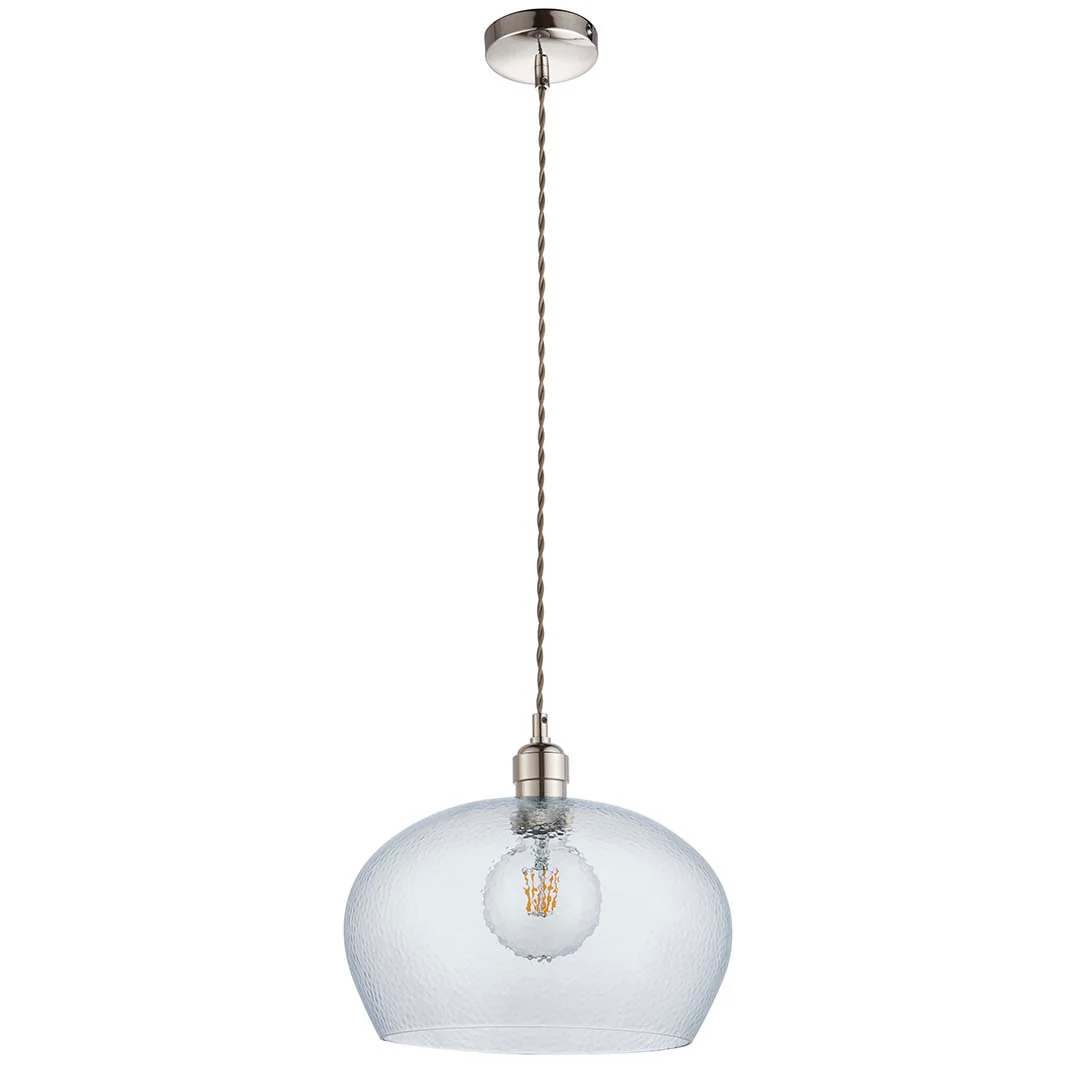 Bindki Hammered Polished Nickel Medium Pendant Ceiling Light - Image 9