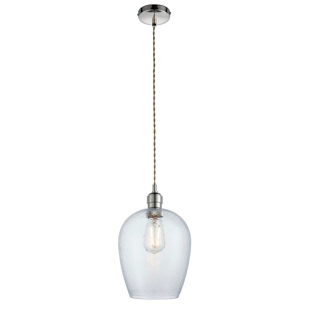 Bindki Hammered Polished Nickel Small Pendant Ceiling Light - Image 10