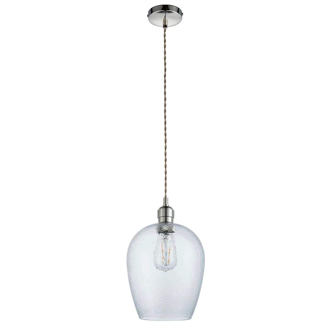 Bindki Hammered Polished Nickel Small Pendant Ceiling Light - Image 11