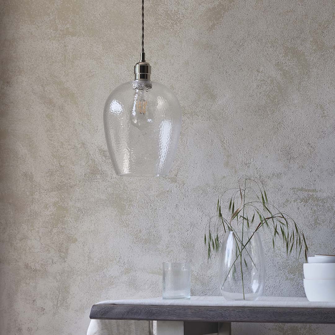 Bindki Hammered Polished Nickel Small Pendant Ceiling Light - Image 3