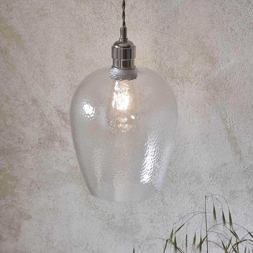 Bindki Hammered Polished Nickel Small Pendant Ceiling Light - Image 6