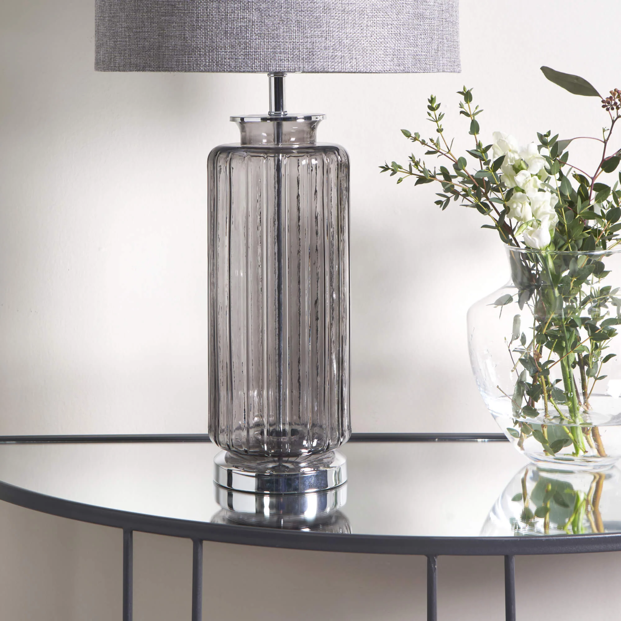 Brock Grey Smoked Glass Table Lamp - Image 3