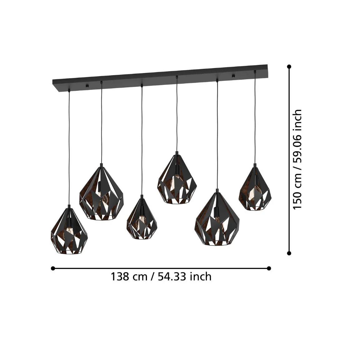 Carlton Multi-Light Black Pendant Bar - Image 5