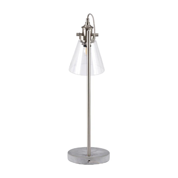 Chaplin Concrete & Chrome Desk Table Lamp with Glass Shade - Image 4
