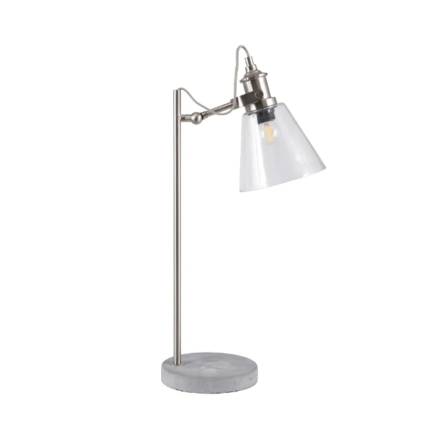 Chaplin Concrete & Chrome Desk Table Lamp with Glass Shade - Image 5