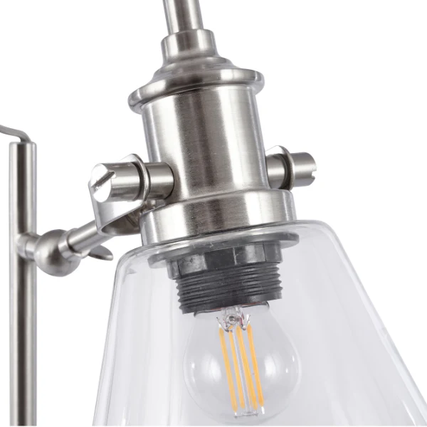 Chaplin Concrete & Chrome Desk Table Lamp with Glass Shade - Image 7