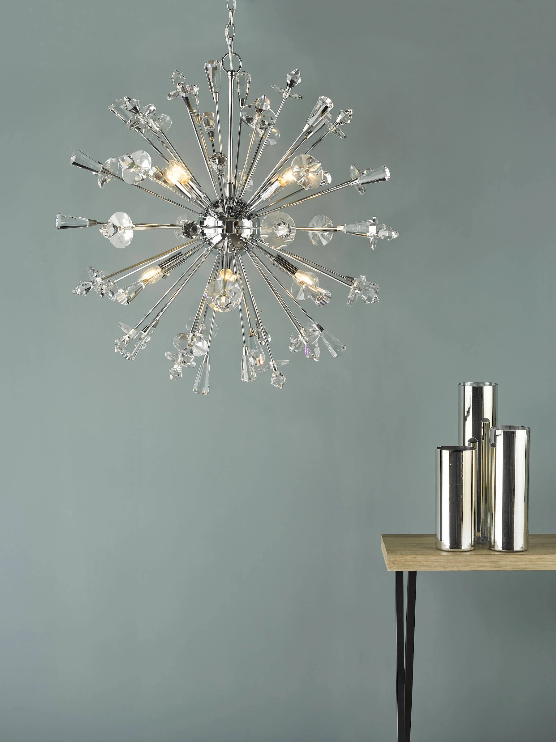 Exodus 8 Light Polished Chrome Pendant Ceiling Light - Image 4
