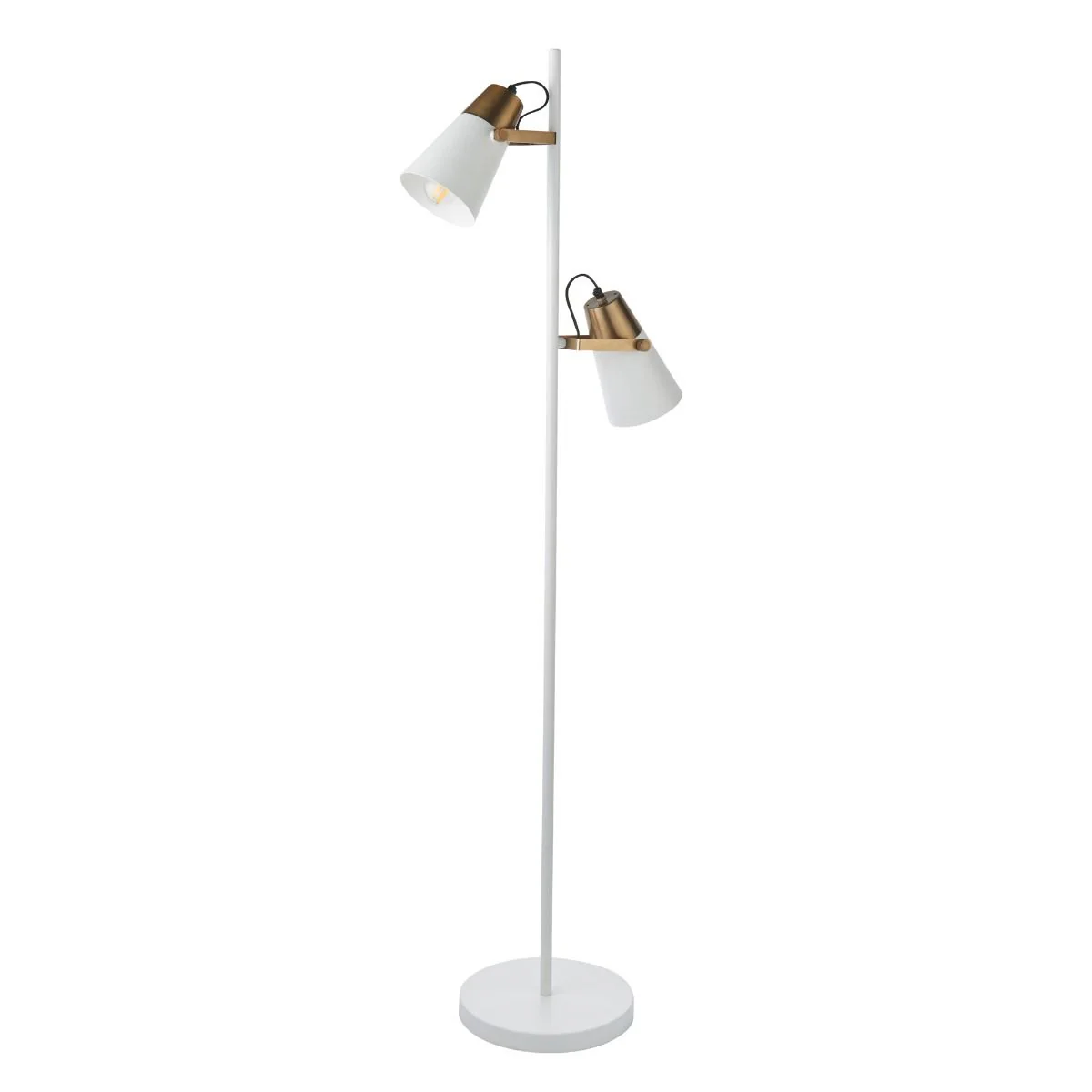 Gerik 2 Light White & Brass Task Floor Lamp - Image 5
