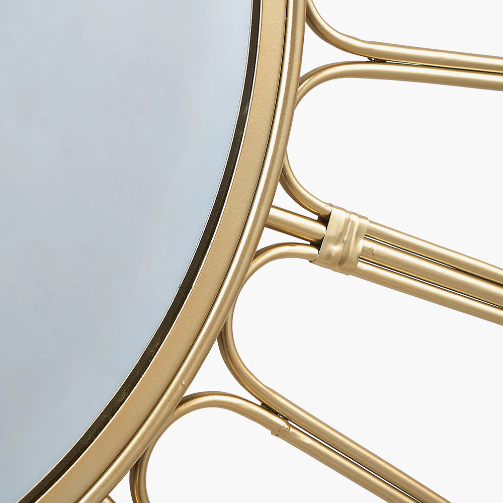 Gold Metal Cane Effect Frame Round Wall Mirror - Image 4
