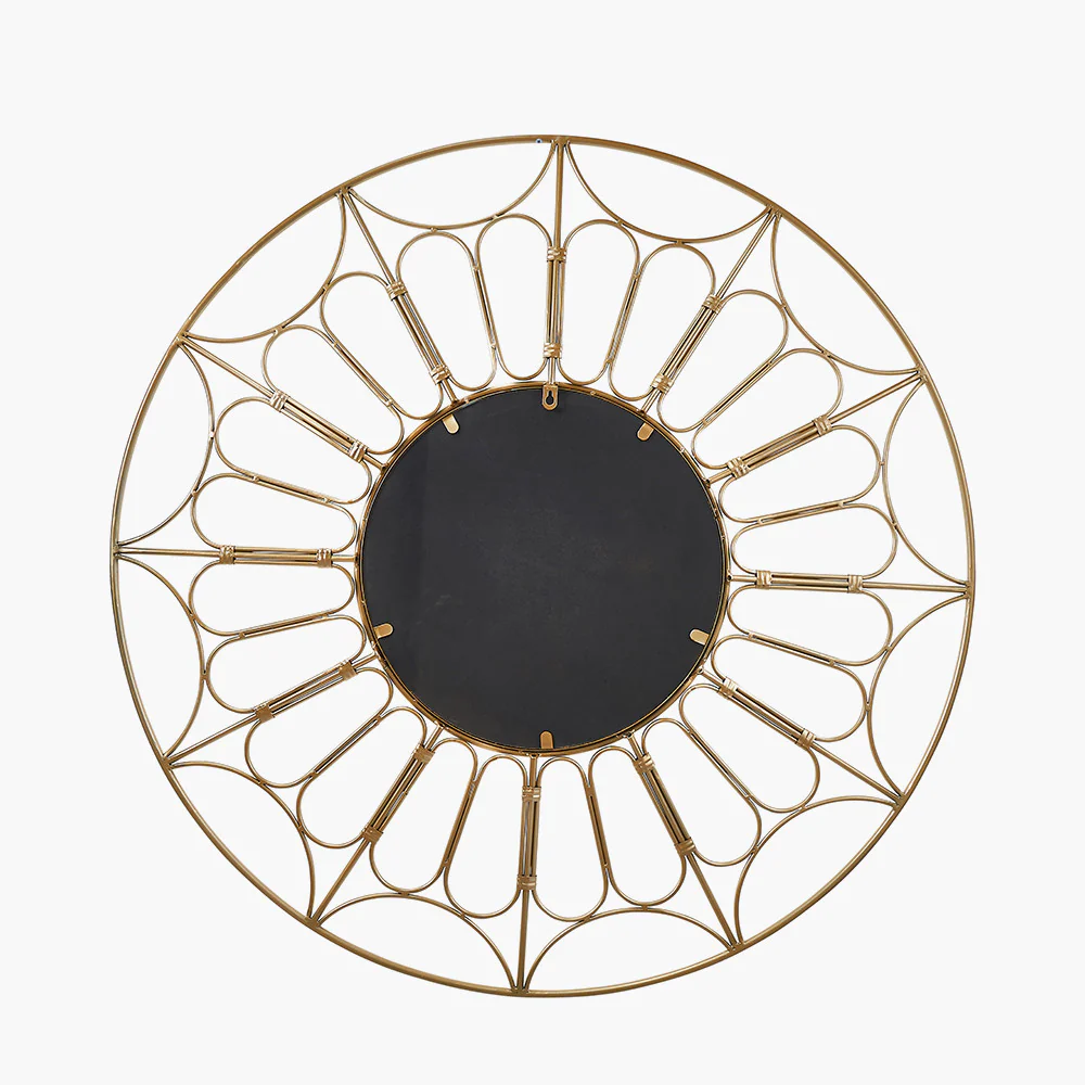 Gold Metal Cane Effect Frame Round Wall Mirror - Image 5