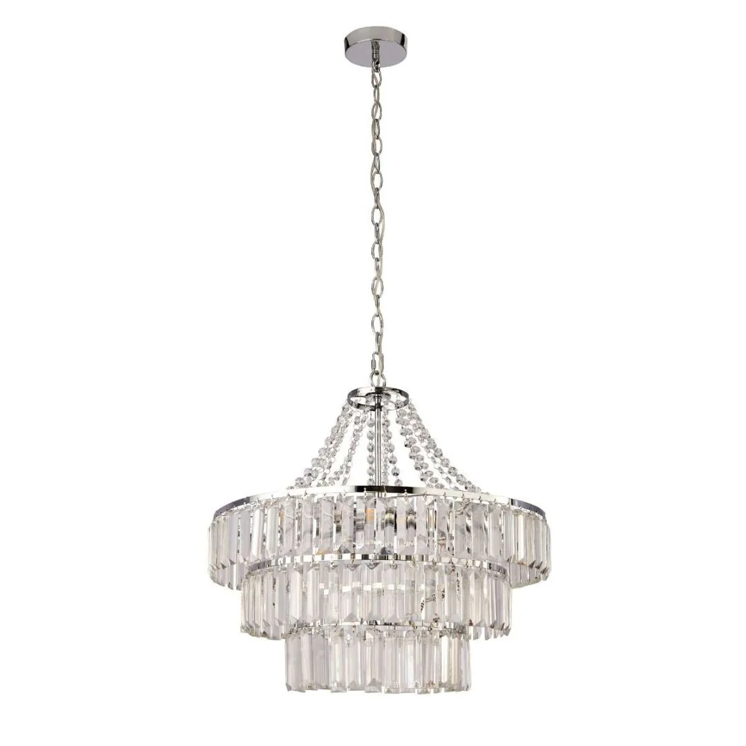 Karrie 3 Light Polished Chrome & Crystal Ceiling Pendant - Image 5