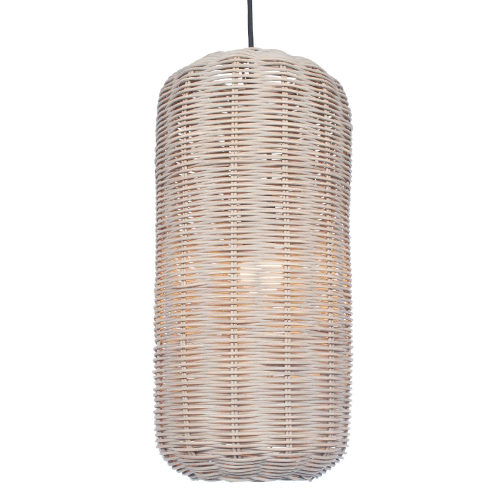 Lanai Grey Wash Woven Capsule Pendant Ceiling Light - Image 4