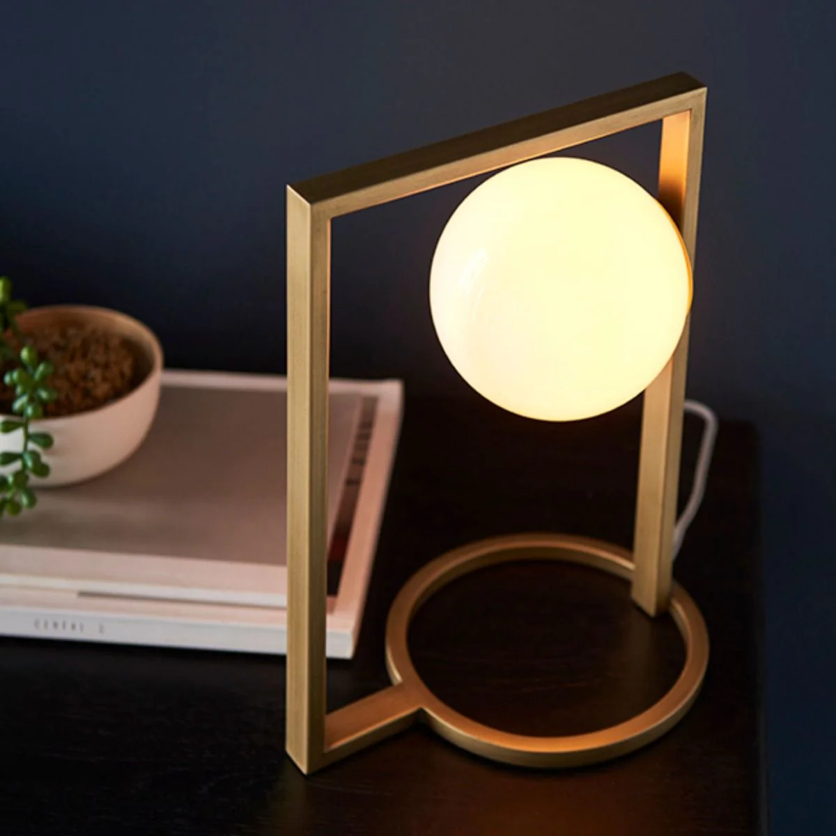 Leyre Brushed Gold and Opal Glass Table Lamp - Image 3