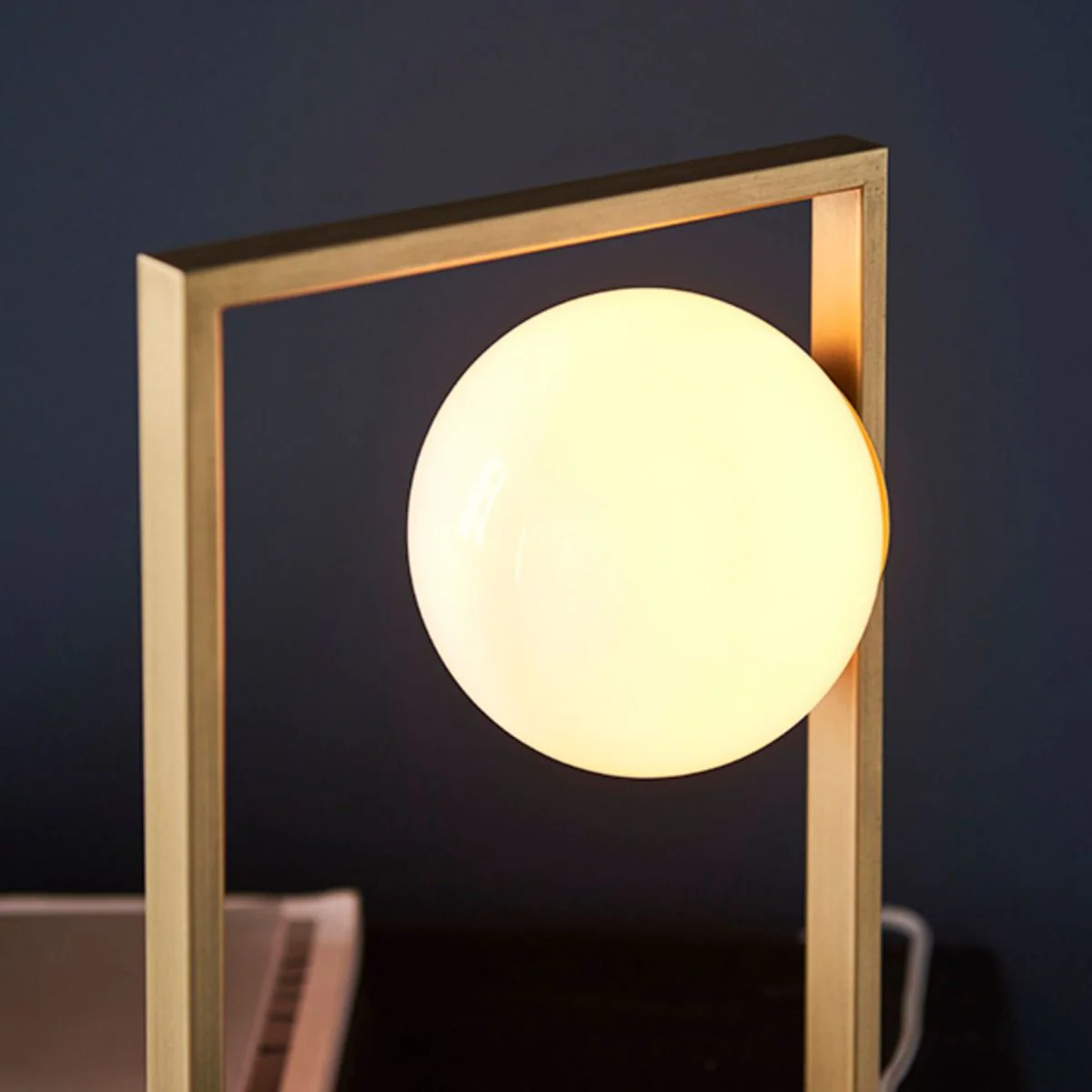 Leyre Brushed Gold and Opal Glass Table Lamp - Image 5