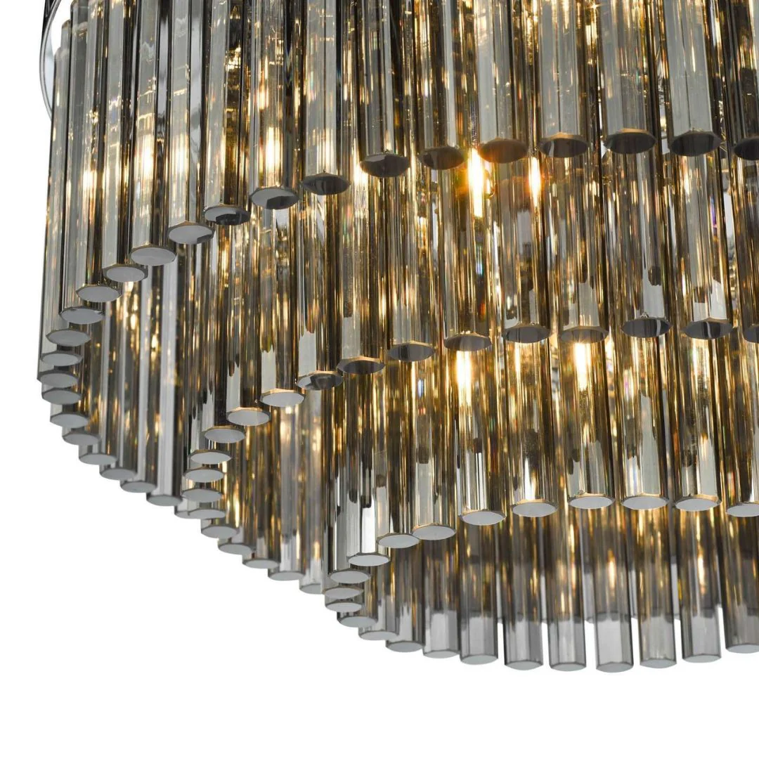 Logan Polished Chrome & Smoked Glass Flush Ceiling Light - Image 4