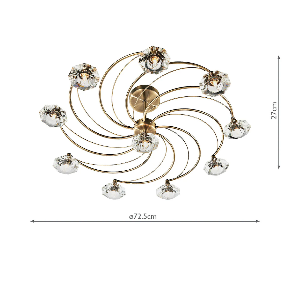Luther 10 Light Semi-Flush Gold Ceiling Light - Image 5