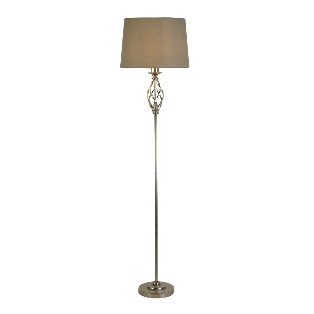 Manor Polished Chrome Floor Lamp with Grey Shade - Image 5