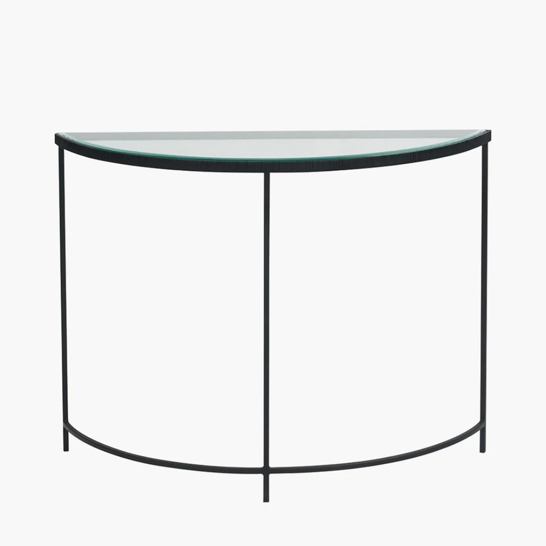 Marazzi Black & Glass Half Moon Console Table - Image 3