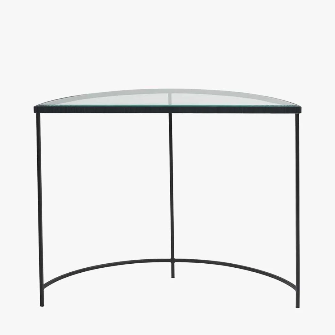 Marazzi Black & Glass Half Moon Console Table - Image 4