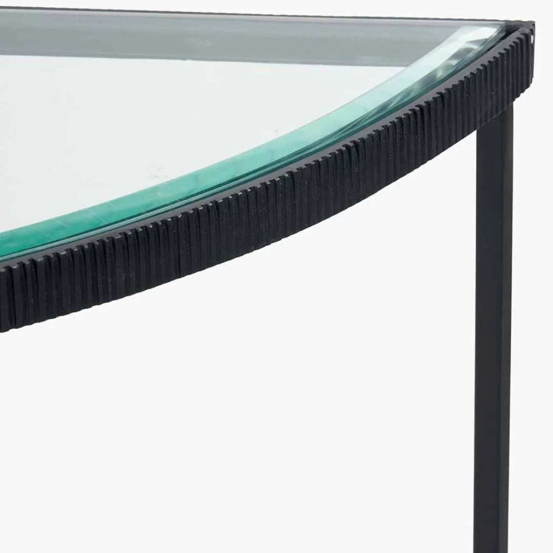 Marazzi Black & Glass Half Moon Console Table - Image 6