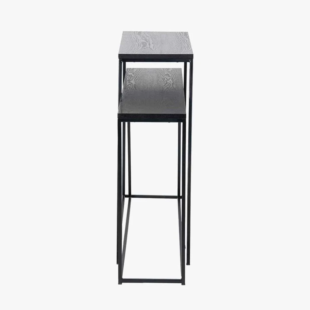 Mashiko Black Ash Veneer Duo Console Tables - Image 4