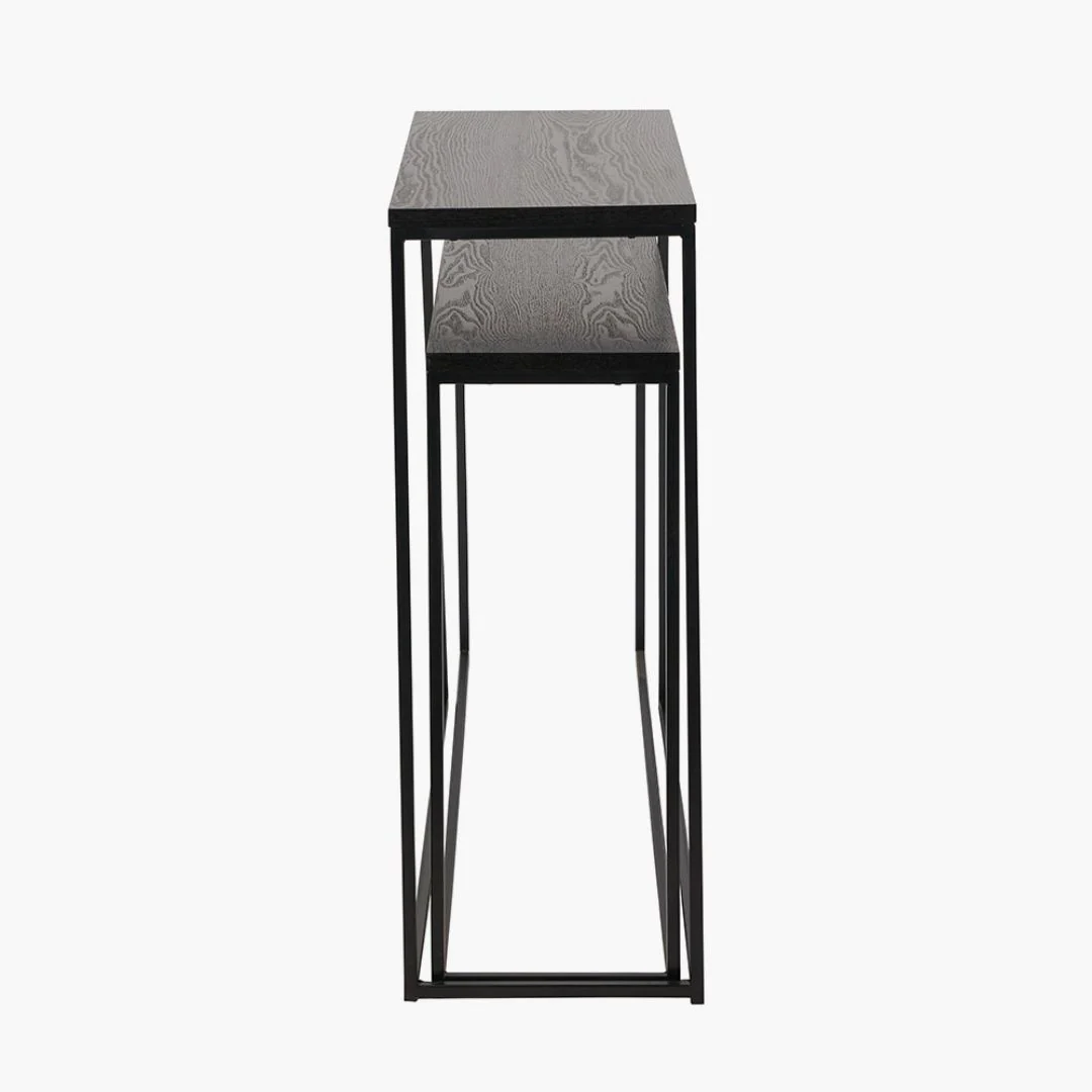 Mashiko Black Ash Veneer Duo Console Tables - Image 6