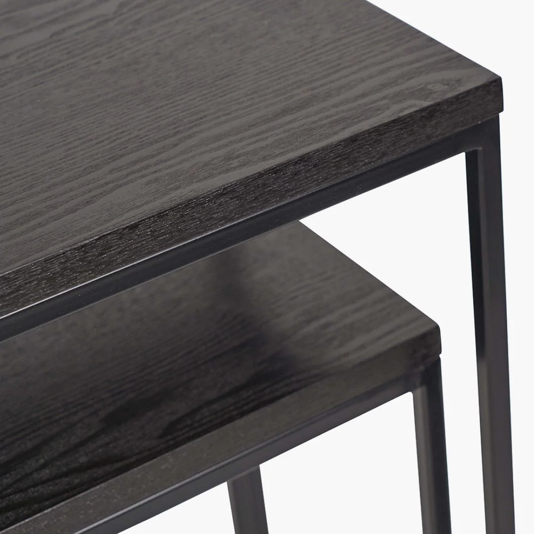 Mashiko Black Ash Veneer Duo Console Tables - Image 8