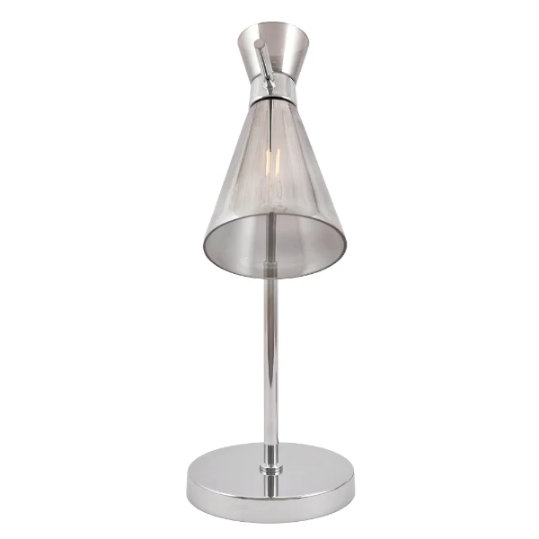 Monroe Smoked Glass & Silver Desk Table Lamp - Image 3