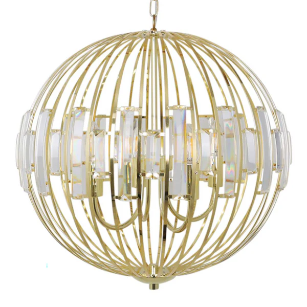 Noemi Polished Brass & Crystal Ceiling Pendant - Image 3