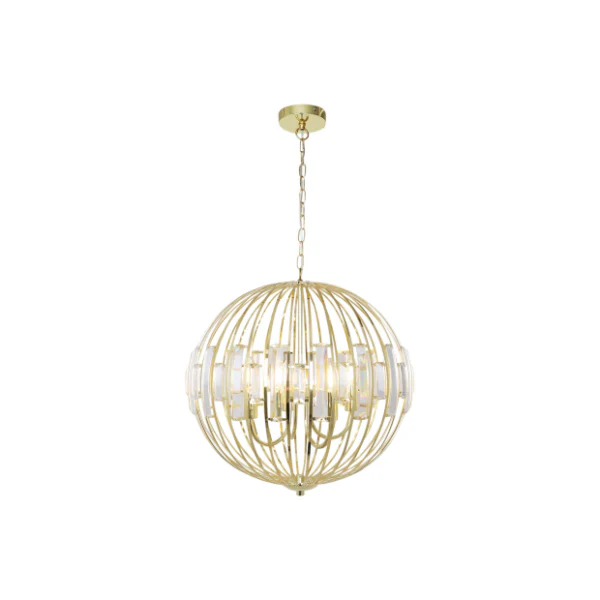 Noemi Polished Brass & Crystal Ceiling Pendant - Image 4