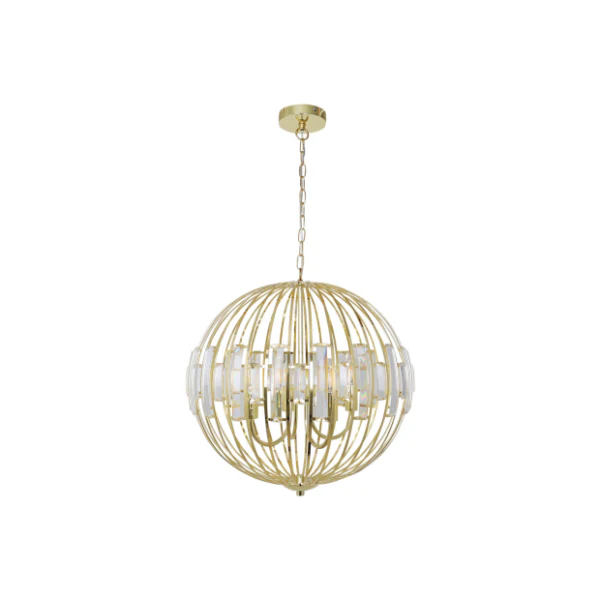 Noemi Polished Brass & Crystal Ceiling Pendant - Image 5