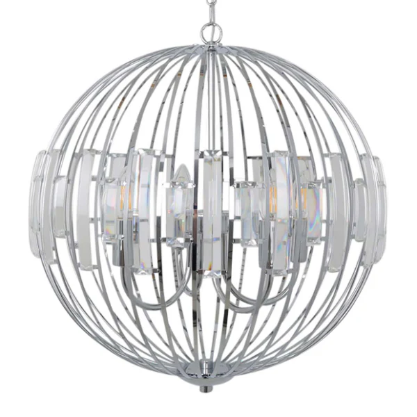 Noemi Polished Chrome & Crystal Ceiling Pendant - Image 3