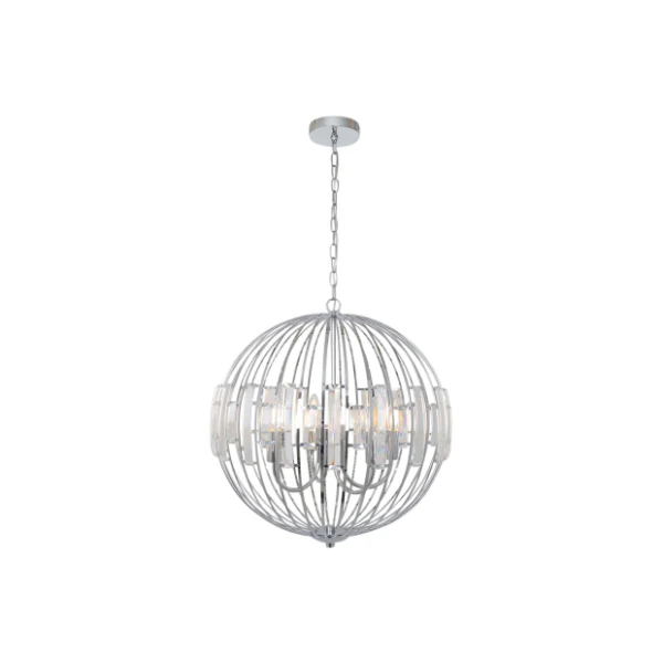 Noemi Polished Chrome & Crystal Ceiling Pendant - Image 4